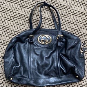 Gucci medium Britt Boston black leather bag